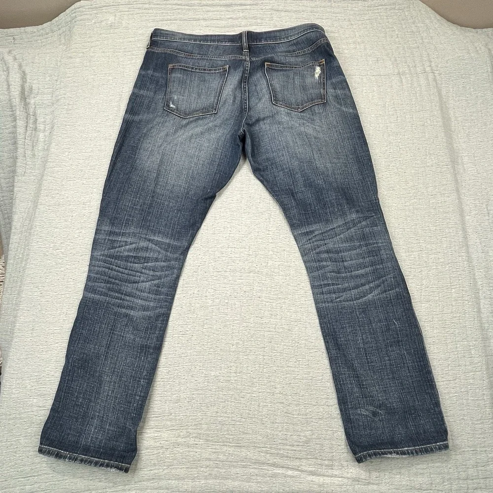 J Crew‎ Flex Jeans Mens 36x30 Slim Straight Stretch Light Wash Distressed